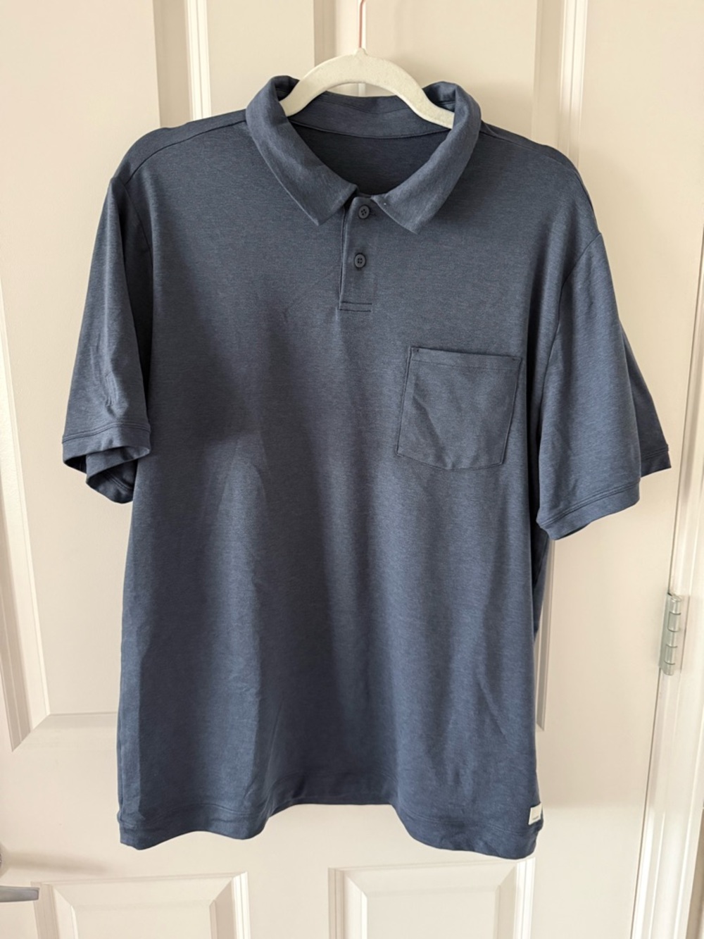 Vuori Men's Polo Shirt in Slate Blue with Chest Pocket